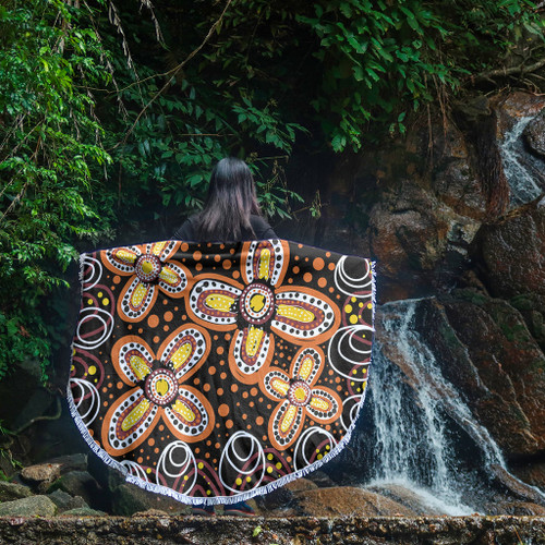 Australia Aboriginal Beach Blanket - Flowers Inspired By The Aboriginal Art Beach Blanket Australia Aboriginal Beach Blanket - Flowers Inspired By The Aboriginal Art Beach Blanket
