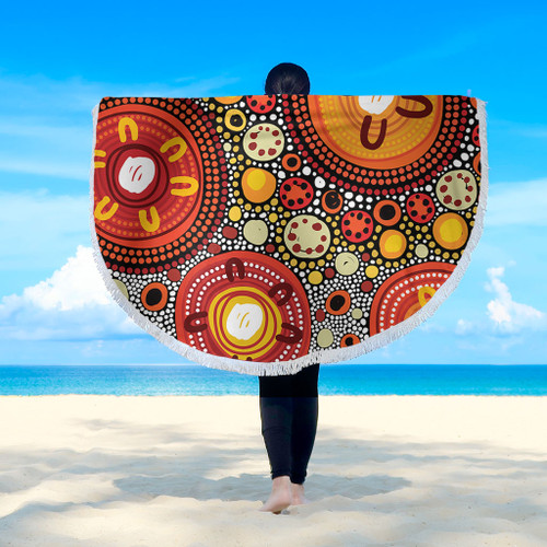 Australia Aboriginal Beach Blanket - Colorful Dot Art Inspired By Aboriginal Culture Beach Blanket Australia Aboriginal Beach Blanket - Colorful Dot Art Inspired By Aboriginal Culture Beach Blanket