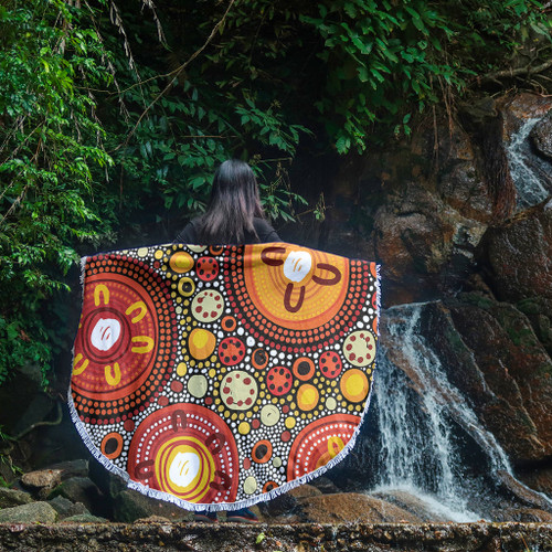 Australia Aboriginal Beach Blanket - Colorful Dot Art Inspired By Aboriginal Culture Beach Blanket Australia Aboriginal Beach Blanket - Colorful Dot Art Inspired By Aboriginal Culture Beach Blanket