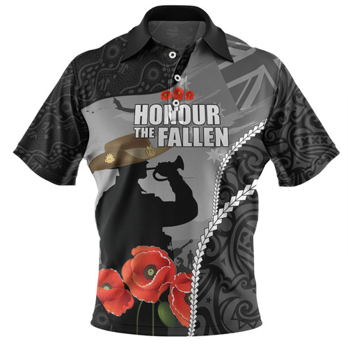 Australia Anzac Day Custom Polo Shirt - Australia And New Zealand Warriors Honour The Fallen Lest We Forget Polo Shirt