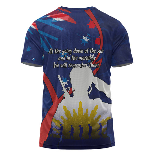 Australia Anzac Day Custom T-shirt - Lest We Forget With Blue Camouflage Pattern T-shirt Australia Anzac Day Custom T-shirt - Lest We Forget With Blue Camouflage Pattern T-shirt