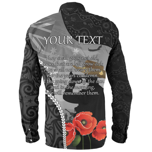 Australia Anzac Day Custom Long Sleeve Shirt - Australia And New Zealand Warriors Honour The Fallen Lest We Forget Long Sleeve Shirt