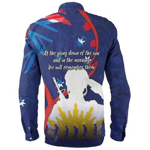 Australia Anzac Day Custom Long Sleeve Shirt - Lest We Forget With Blue Camouflage Pattern Long Sleeve Shirt Australia Anzac Day Custom Long Sleeve Shirt - Lest We Forget With Blue Camouflage Pattern Long Sleeve Shirt