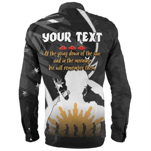 Australia Anzac Day Custom Long Sleeve Shirt - Lest We Forget With Black Camouflage Pattern Long Sleeve Shirt Australia Anzac Day Custom Long Sleeve Shirt - Lest We Forget With Black Camouflage Pattern Long Sleeve Shirt