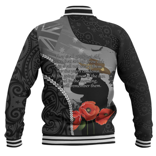 Australia Anzac Day Custom Baseball Jacket - Australia And New Zealand Warriors Honour The Fallen Lest We Forget Baseball Jacket Australia Anzac Day Custom Baseball Jacket - Australia And New Zealand Warriors Honour The Fallen Lest We Forget Baseball Jacket