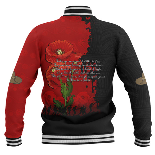 Australia Anzac Day Custom Baseball Jacket - Australian And New Zealand Warriorsers In Flanders Fields Poppy Flowers Baseball Jacket Australia Anzac Day Custom Baseball Jacket - Australian And New Zealand Warriorsers In Flanders Fields Poppy Flowers Baseball Jacket