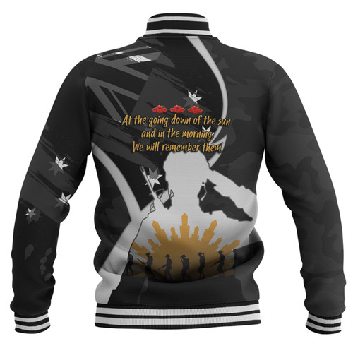 Australia Anzac Day Custom Baseball Jacket - Lest We Forget With Black Camouflage Pattern Baseball Jacket