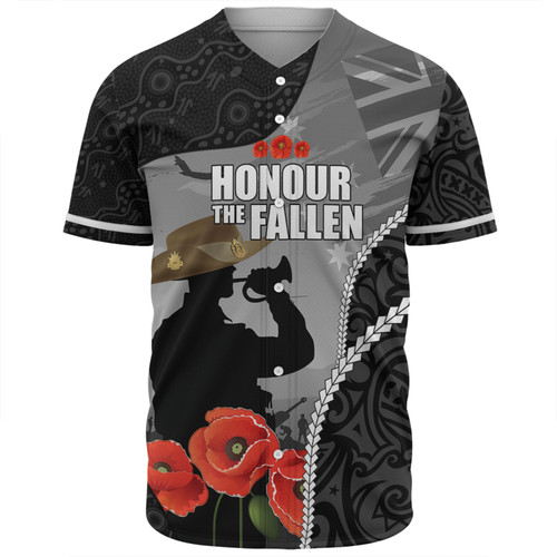 Australia Anzac Day Custom Baseball Shirt - Australia And New Zealand Warriors Honour The Fallen Lest We Forget Baseball Shirt