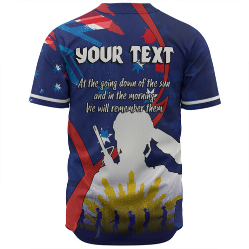 Australia Anzac Day Custom Baseball Shirt - Lest We Forget With Blue Camouflage Pattern Baseball Shirt Australia Anzac Day Custom Baseball Shirt - Lest We Forget With Blue Camouflage Pattern Baseball Shirt