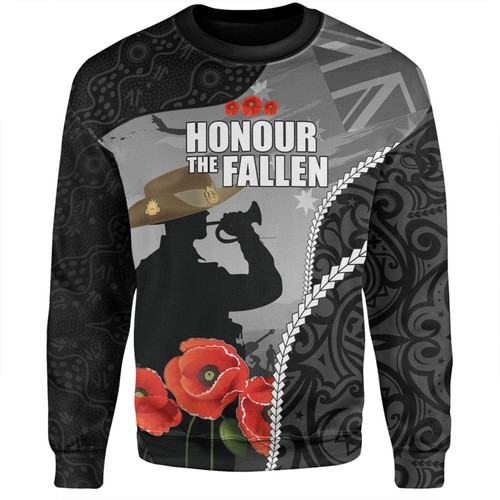 Australia Anzac Day Custom Sweatshirt - Australia And New Zealand Warriors Honour The Fallen Lest We Forget Sweatshirt