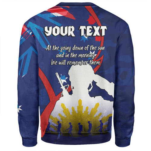 Australia Anzac Day Custom Sweatshirt - Lest We Forget With Blue Camouflage Pattern Sweatshirt