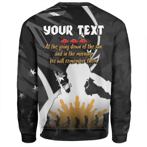 Australia Anzac Day Custom Sweatshirt - Lest We Forget With Black Camouflage Pattern Sweatshirt Australia Anzac Day Custom Sweatshirt - Lest We Forget With Black Camouflage Pattern Sweatshirt