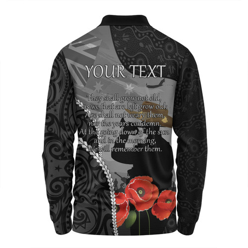 Australia Anzac Day Custom Long Sleeve Polo Shirt - Australia And New Zealand Warriors Honour The Fallen Lest We Forget Long Sleeve Polo Shirt