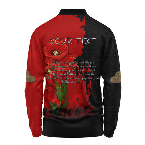 Australia Anzac Day Custom Long Sleeve Polo Shirt - Australian And New Zealand Warriorsers In Flanders Fields Poppy Flowers Long Sleeve Polo Shirt Australia Anzac Day Custom Long Sleeve Polo Shirt - Australian And New Zealand Warriorsers In Flanders Fields Poppy Flowers Long Sleeve Polo Shirt