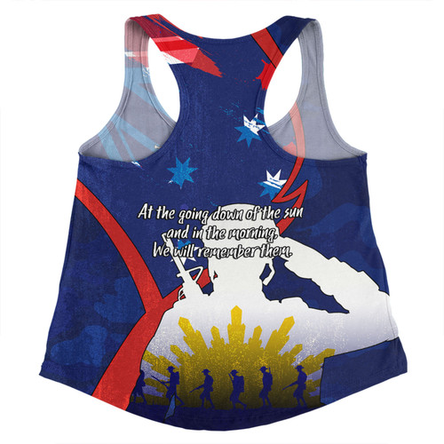 Australia Anzac Day Custom Women Racerback Singlet - Lest We Forget With Blue Camouflage Pattern Women Racerback Singlet Australia Anzac Day Custom Women Racerback Singlet - Lest We Forget With Blue Camouflage Pattern Women Racerback Singlet