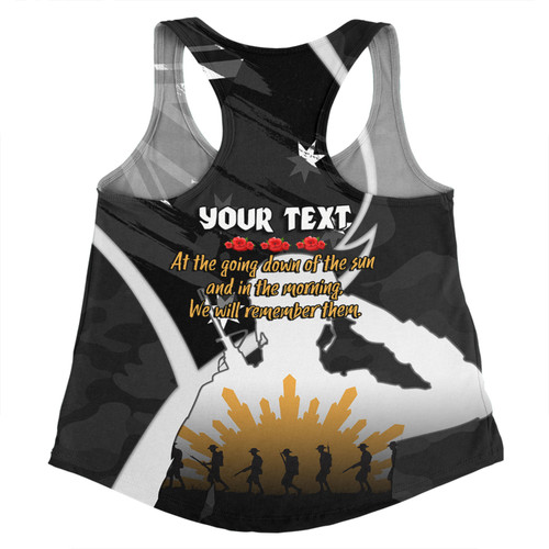 Australia Anzac Day Custom Women Racerback Singlet - Lest We Forget With Black Camouflage Pattern Women Racerback Singlet Australia Anzac Day Custom Women Racerback Singlet - Lest We Forget With Black Camouflage Pattern Women Racerback Singlet