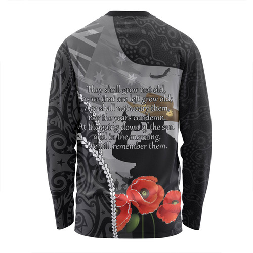 Australia Anzac Day Custom Long Sleeve T-shirt - Australia And New Zealand Warriors Honour The Fallen Lest We Forget Long Sleeve T-shirt