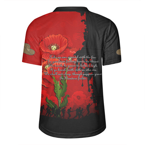 Australia Anzac Day Custom Rugby Jersey - Australian And New Zealand Warriorsers In Flanders Fields Poppy Flowers Rugby Jersey Australia Anzac Day Custom Rugby Jersey - Australian And New Zealand Warriorsers In Flanders Fields Poppy Flowers Rugby Jersey