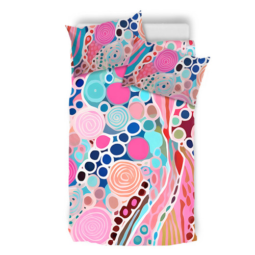 Australia Aboriginal Bedding Set - Australian Aboriginal Art Vivid Pastel Colours Bedding Set Australia Aboriginal Bedding Set - Australian Aboriginal Art Vivid Pastel Colours Bedding Set