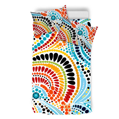 Australia Aboriginal Bedding Set - Traditional Australian Aboriginal Native Design (White) Ver 1 Bedding Set Australia Aboriginal Bedding Set - Traditional Australian Aboriginal Native Design (White) Ver 1 Bedding Set