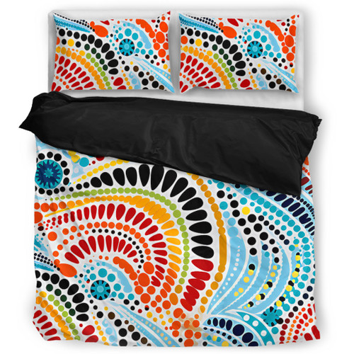 Australia Aboriginal Bedding Set - Traditional Australian Aboriginal Native Design (White) Ver 1 Bedding Set Australia Aboriginal Bedding Set - Traditional Australian Aboriginal Native Design (White) Ver 1 Bedding Set