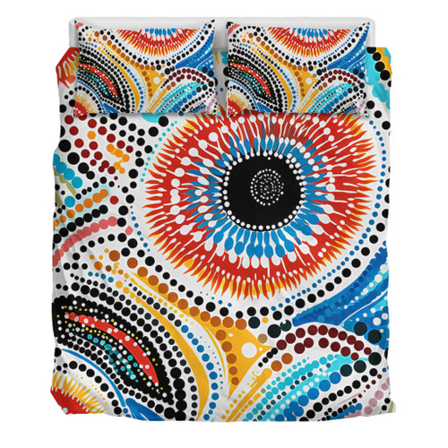 Australia Aboriginal Bedding Set - Traditional Australian Aboriginal Native Design (White) Ver 2 Bedding Set Australia Aboriginal Bedding Set - Traditional Australian Aboriginal Native Design (White) Ver 2 Bedding Set