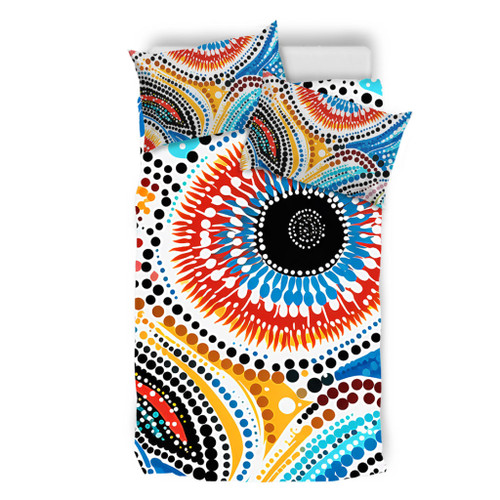 Australia Aboriginal Bedding Set - Traditional Australian Aboriginal Native Design (White) Ver 2 Bedding Set Australia Aboriginal Bedding Set - Traditional Australian Aboriginal Native Design (White) Ver 2 Bedding Set
