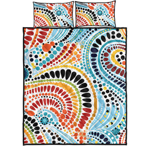 Australia Aboriginal Quilt Bed Set - Traditional Australian Aboriginal Native Design (White) Ver 1 Quilt Bed Set Australia Aboriginal Quilt Bed Set - Traditional Australian Aboriginal Native Design (White) Ver 1 Quilt Bed Set