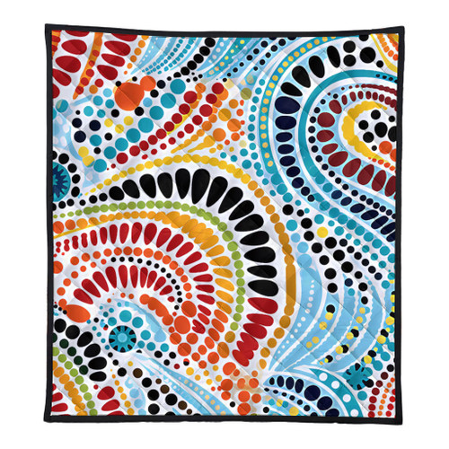Australia Aboriginal Quilt - Traditional Australian Aboriginal Native Design (White) Ver 1 Quilt Australia Aboriginal Quilt - Traditional Australian Aboriginal Native Design (White) Ver 1 Quilt