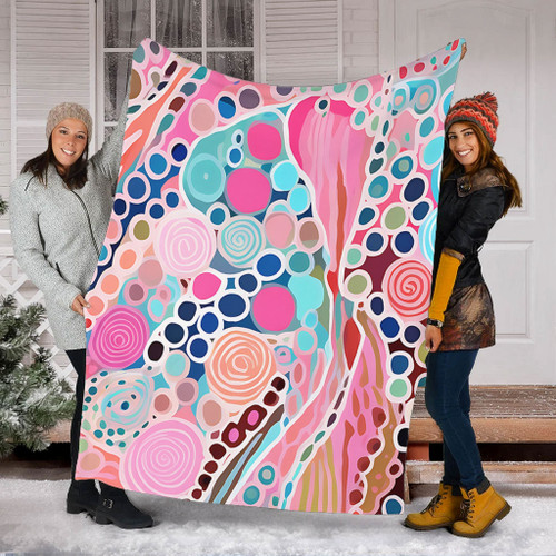 Australia Aboriginal Blanket - Australian Aboriginal Art Vivid Pastel Colours Blanket Australia Aboriginal Blanket - Australian Aboriginal Art Vivid Pastel Colours Blanket