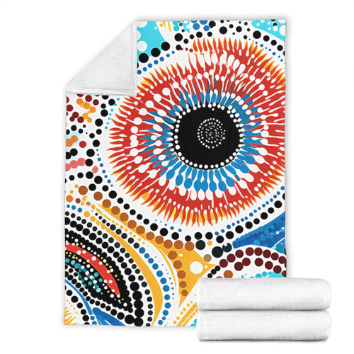 Australia Aboriginal Blanket - Traditional Australian Aboriginal Native Design (White) Ver 2 Blanket Australia Aboriginal Blanket - Traditional Australian Aboriginal Native Design (White) Ver 2 Blanket