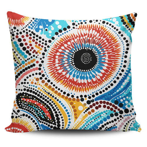 Australia Aboriginal Pillow Cases - Traditional Australian Aboriginal Native Design (White) Ver 2 Pillow Cases