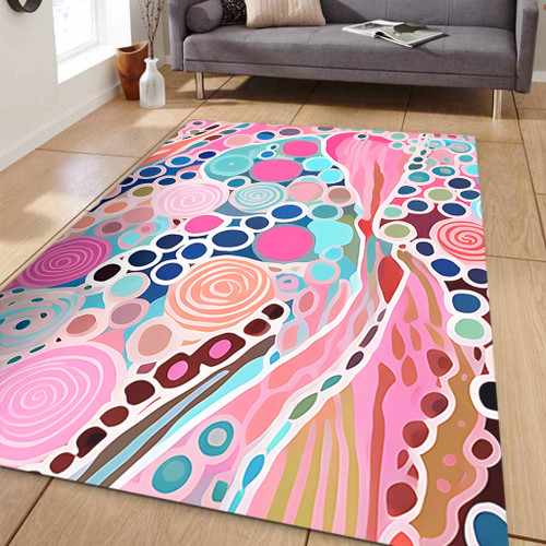 Australia Aboriginal Area Rug - Australian Aboriginal Art Vivid Pastel Colours Area Rug Australia Aboriginal Area Rug - Australian Aboriginal Art Vivid Pastel Colours Area Rug