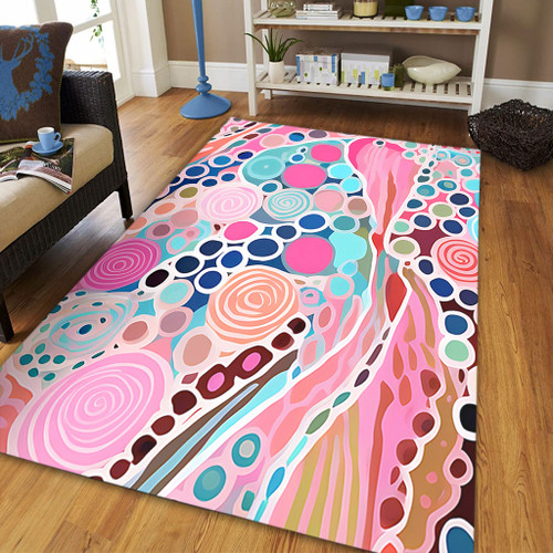 Australia Aboriginal Area Rug - Australian Aboriginal Art Vivid Pastel Colours Area Rug