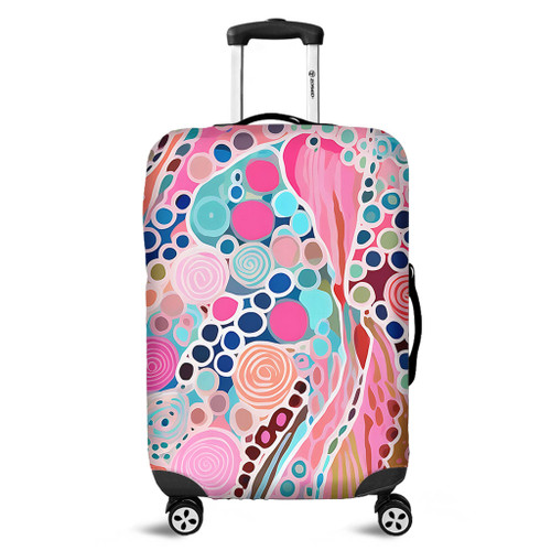 Australia Aboriginal Luggage Cover - Australian Aboriginal Art Vivid Pastel Colours Luggage Cover Australia Aboriginal Luggage Cover - Australian Aboriginal Art Vivid Pastel Colours Luggage Cover