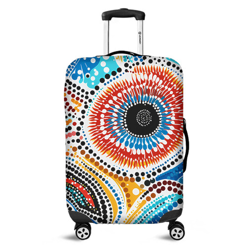 Australia Aboriginal Luggage Cover - Traditional Australian Aboriginal Native Design (White) Ver 2 Luggage Cover Australia Aboriginal Luggage Cover - Traditional Australian Aboriginal Native Design (White) Ver 2 Luggage Cover