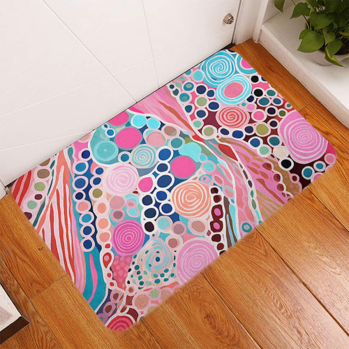 Australia Aboriginal Doormat - Australian Aboriginal Art Vivid Pastel Colours Doormat