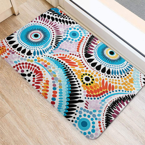 Australia Aboriginal Doormat - Traditional Australian Aboriginal Native Design (White) Doormat Australia Aboriginal Doormat - Traditional Australian Aboriginal Native Design (White) Doormat
