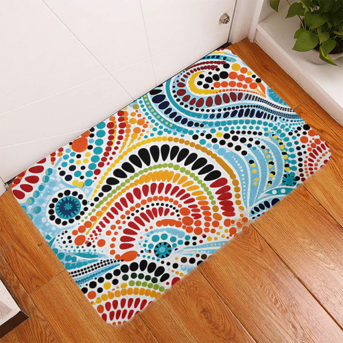Australia Aboriginal Doormat - Traditional Australian Aboriginal Native Design (White) Ver 1 Doormat Australia Aboriginal Doormat - Traditional Australian Aboriginal Native Design (White) Ver 1 Doormat
