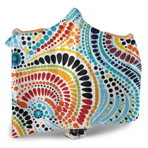 Australia Aboriginal Hooded Blanket - Traditional Australian Aboriginal Native Design (White) Ver 1 Hooded Blanket Australia Aboriginal Hooded Blanket - Traditional Australian Aboriginal Native Design (White) Ver 1 Hooded Blanket