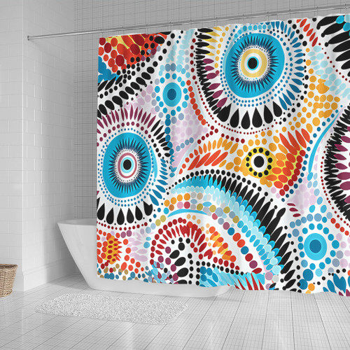 Australia Aboriginal Shower Curtain - Traditional Australian Aboriginal Native Design (White) Shower Curtain Australia Aboriginal Shower Curtain - Traditional Australian Aboriginal Native Design (White) Shower Curtain