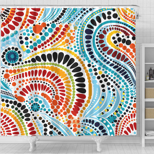 Australia Aboriginal Shower Curtain - Traditional Australian Aboriginal Native Design (White) Ver 1 Shower Curtain Australia Aboriginal Shower Curtain - Traditional Australian Aboriginal Native Design (White) Ver 1 Shower Curtain