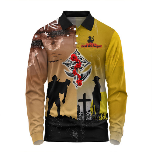 Australia Anzac Day Long Sleeve Polo Shirt - Special Remembrance Day Lest We Forget Long Sleeve Polo Shirt