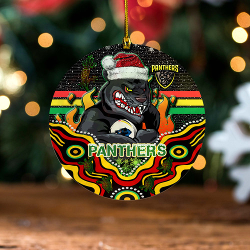 Penrith Panthers Christmas Acrylic And Wooden Ornament - Indigenous Super Panthers Xmas