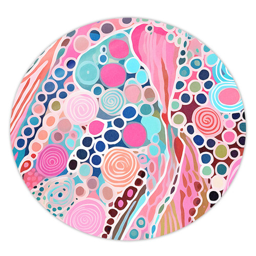 Australia Aboriginal Round Rug - Australian Aboriginal Art Vivid Pastel Colours Round Rug