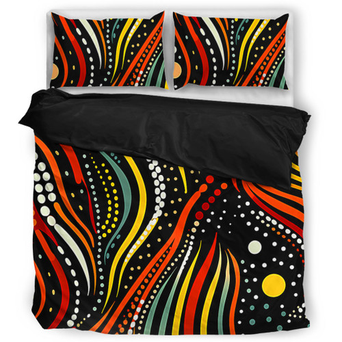 Australia Aboriginal Bedding Set - Traditional Australian Aboriginal Native Design (Black) Bedding Set Australia Aboriginal Bedding Set - Traditional Australian Aboriginal Native Design (Black) Bedding Set