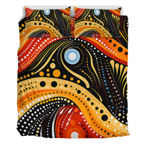 Australia Aboriginal Bedding Set - Traditional Australian Aboriginal Native Design (Black) Ver 1 Bedding Set Australia Aboriginal Bedding Set - Traditional Australian Aboriginal Native Design (Black) Ver 1 Bedding Set