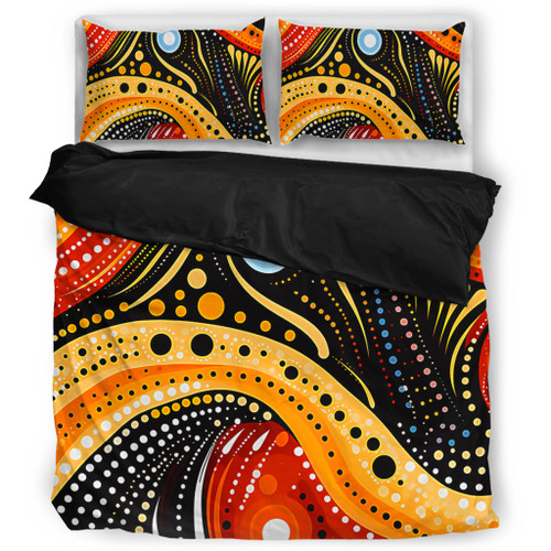 Australia Aboriginal Bedding Set - Traditional Australian Aboriginal Native Design (Black) Ver 1 Bedding Set Australia Aboriginal Bedding Set - Traditional Australian Aboriginal Native Design (Black) Ver 1 Bedding Set