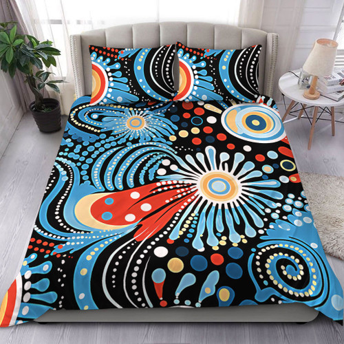 Australia Aboriginal Bedding Set - Traditional Australian Aboriginal Native Design (Black) Ver 3 Bedding Set