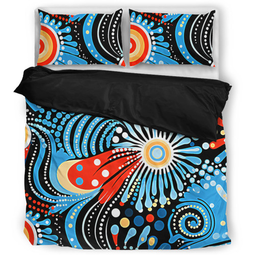 Australia Aboriginal Bedding Set - Traditional Australian Aboriginal Native Design (Black) Ver 3 Bedding Set Australia Aboriginal Bedding Set - Traditional Australian Aboriginal Native Design (Black) Ver 3 Bedding Set